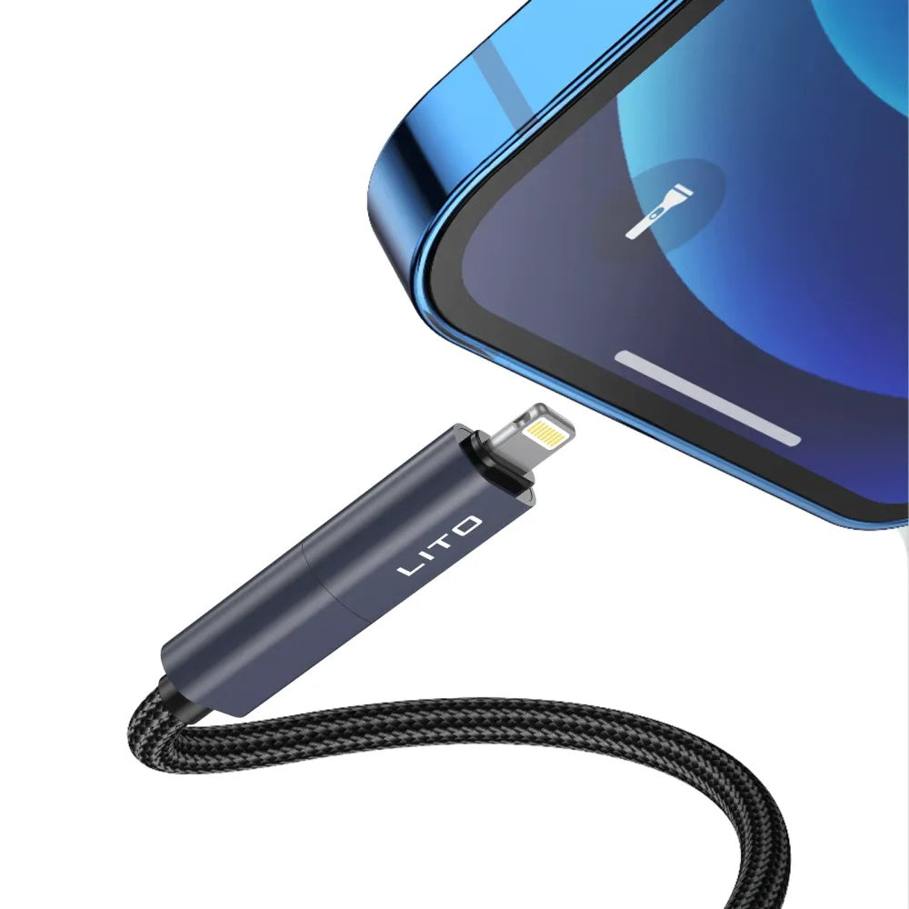 Daten- und Ladekabel USB-C / USB-A - USB-C / Lightning Lito LD21, 100W, 1m, Weiß