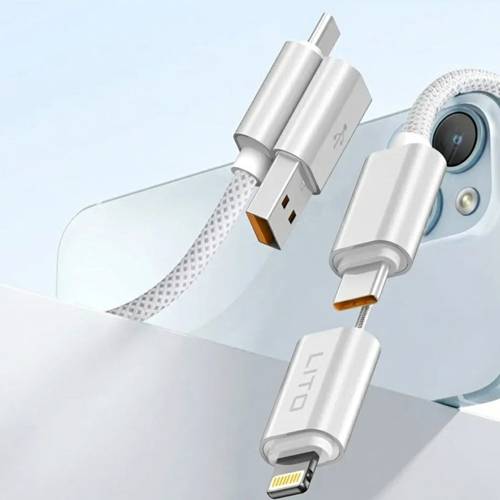Daten- und Ladekabel USB-C / USB-A - USB-C / Lightning Lito LD21, 100W, 1m, Weiß