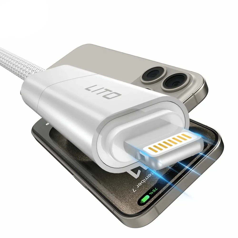 Daten- und Ladekabel USB-C / USB-A - USB-C / Lightning Lito LD21, 100W, 1m, Schwarz