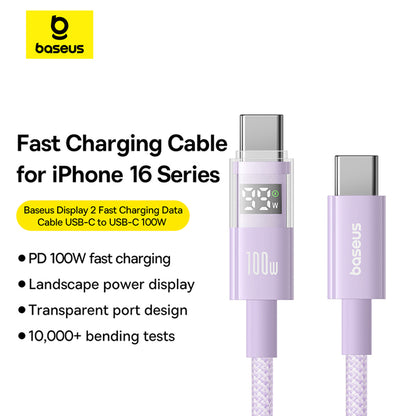 Daten- und Ladekabel USB-C - USB-C Baseus Display 2, 100W, 2m, Lila P10382702511-01