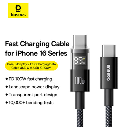USB-C Daten- und Ladekabel - USB-C Baseus Display 2, 100W, 2m, Schwarz P10377706123-00