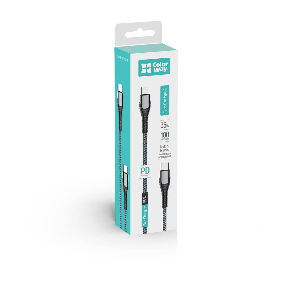 USB-C Daten- und Ladekabel - USB-C ColorWay CW-CBPDCC040, 65W, 1m, Grau