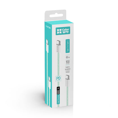Daten- und Ladekabel USB-C - USB-C ColorWay CW-CBPDCC061, 60W, 1m, Grün