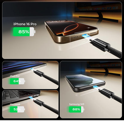 Daten- und Ladekabel USB-C - USB-C Lisen, 60W, Set 5 Stück (2 x 1m, 2 x 2m, 1 x 3m), Schwarz YL0123070010