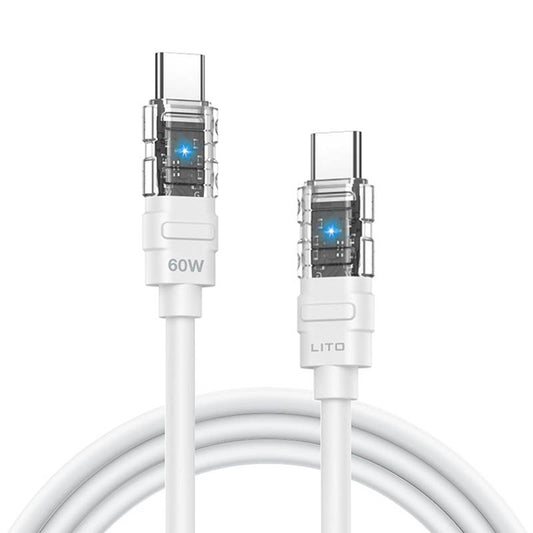 Daten- und Ladekabel USB-C - USB-C Lito LD05, 60W, 1m, Weiß