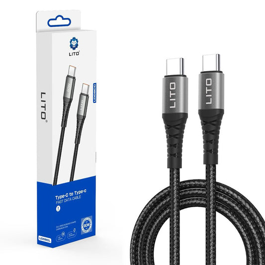 USB-C Daten- und Ladekabel - USB-C Lito LD08CC, 60W, 1m, Schwarz