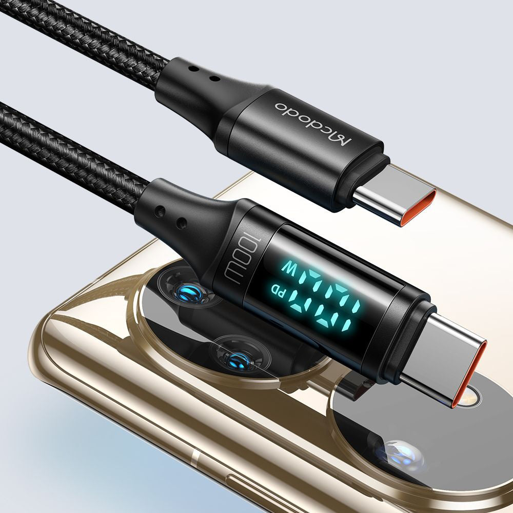 Daten- und Ladekabel USB-C - USB-C McDodo CA-1100 Display, 100W, 1.2m, Schwarz