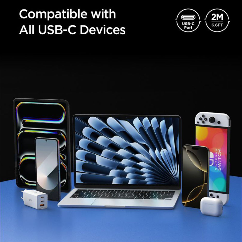 Daten- und Ladekabel USB-C - USB-C Spigen EB10020CC, 100W, 2m, Weiß