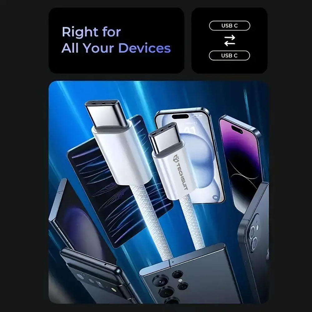 Daten- und Ladekabel USB-C - USB-C Techsuit PCB114D, 60W, 1m, Gelb