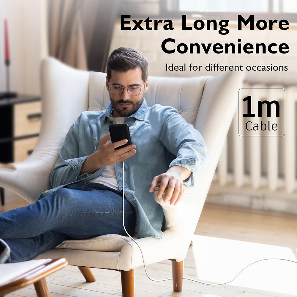 Daten- und Ladekabel USB-C - USB-C Techsuit PCB130, 60W, 1m, Weiß