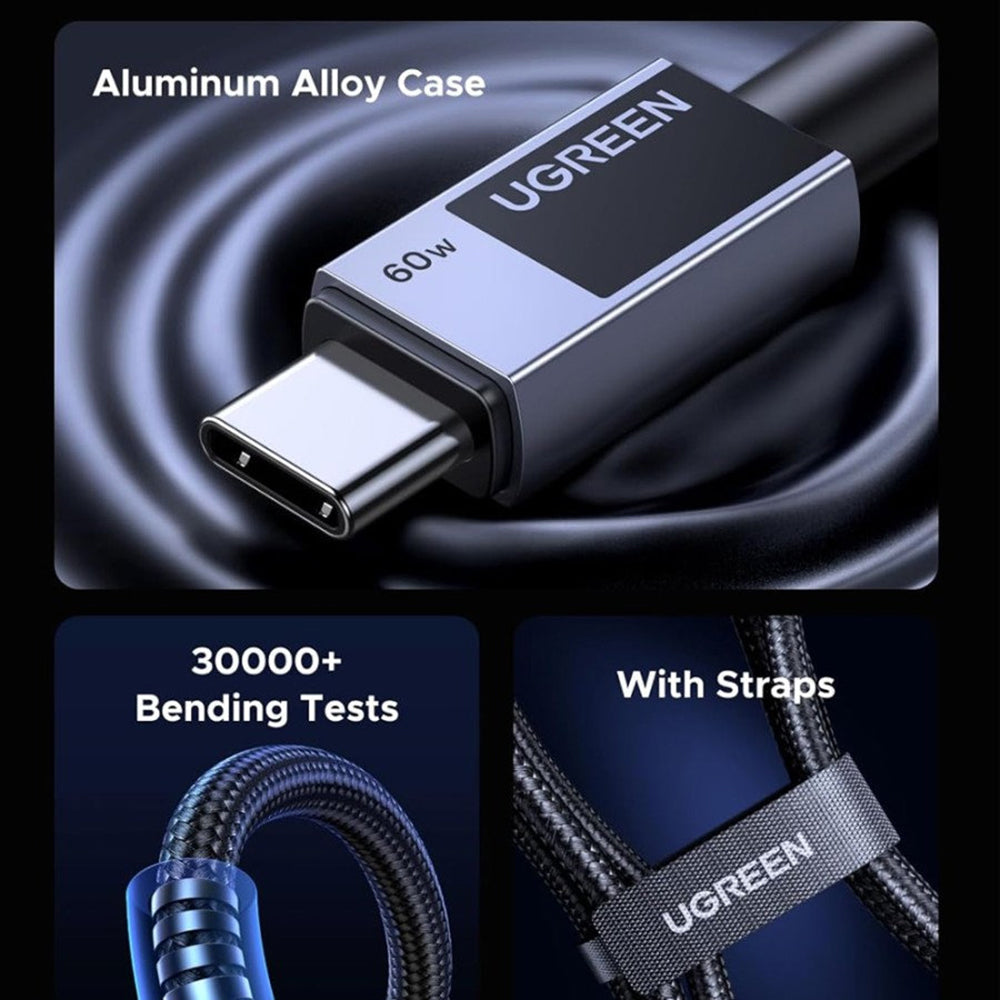USB-C Daten- und Ladekabel - USB-C UGREEN L524, 60W, 1m, Grau