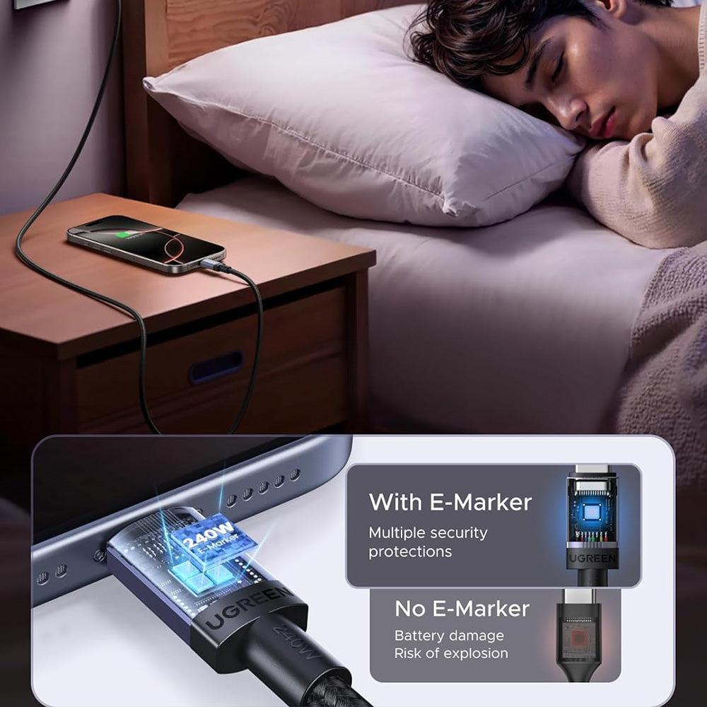 Daten- und Ladekabel USB-C - USB-C UGREEN L532, 240W, 3m, Grau