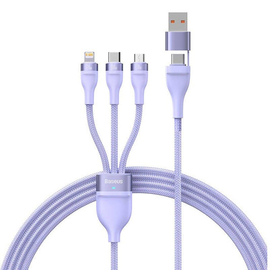 Ladekabel USB-A / USB-C - Lightning / microUSB / USB-C Baseus Flash Series II 3in1, 100W, 1.2m, Lila CASS030105