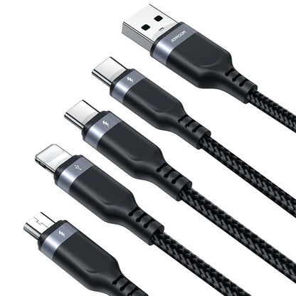 USB-A – Lightning / microUSB / 2 x USB-C Ladekabel Joyroom S-1T4018A18, 20 W, 1,2 m, Schwarz