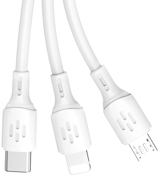 USB-A-Ladekabel - Lightning / microUSB / USB-C Dudao L8A 3in1, 66W, 1,2m, Weiß