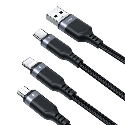 Ladekabel USB-A - Lightning / microUSB / USB-C Joyroom S-A18 3in1, 20W, 0.3m, Schwarz