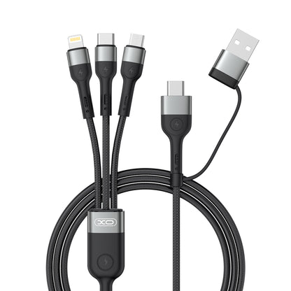 Charging Cable USB-A / USB-C - Lightning / microUSB / USB-C XO Design NB254 3in1, 60W, 1.2m, Black 