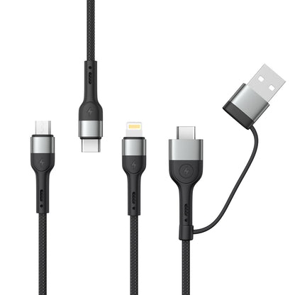 Charging Cable USB-A / USB-C - Lightning / microUSB / USB-C XO Design NB254 3in1, 60W, 1.2m, Black 