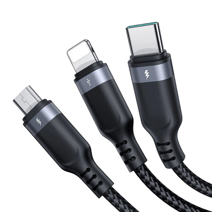 Ladekabel USB-A - Lightning / microUSB / USB-C Joyroom S-A18 3in1, 20W, 0.3m, Schwarz