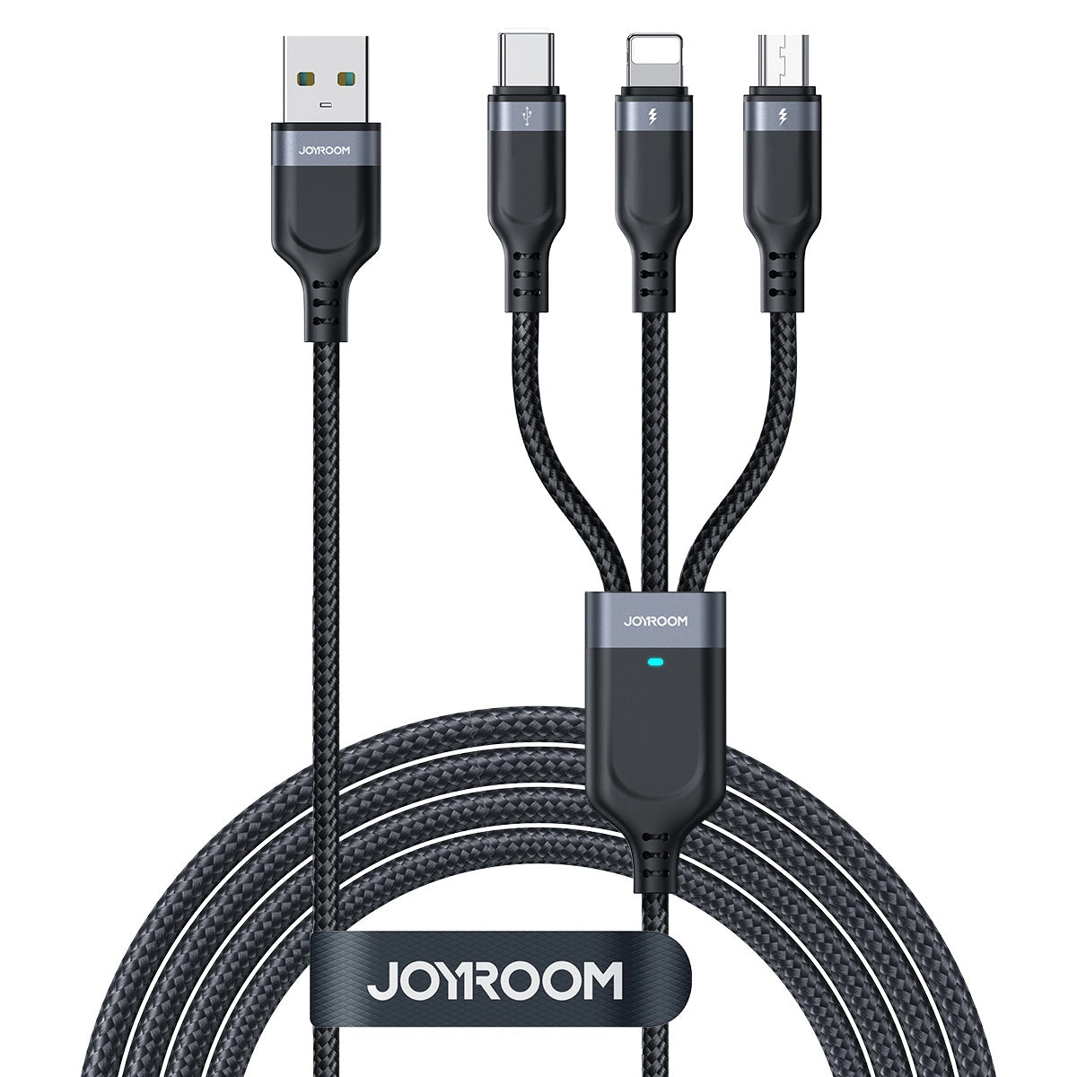 Ladekabel USB-A - Lightning / microUSB / USB-C Joyroom S-A18 3in1, 20W, 0.3m, Schwarz