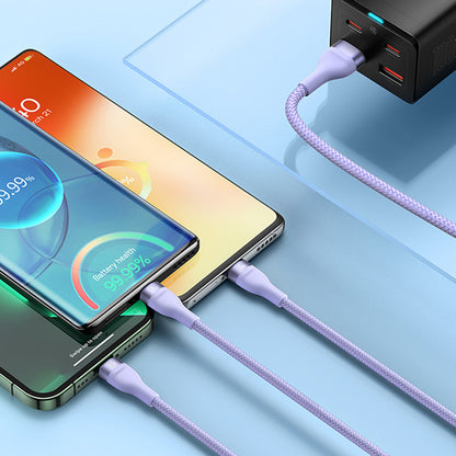 USB-A Ladekabel - Lightning / microUSB / USB-C Baseus Flash Series II 3in1, 66W, 1,2m, Lila CASS040005