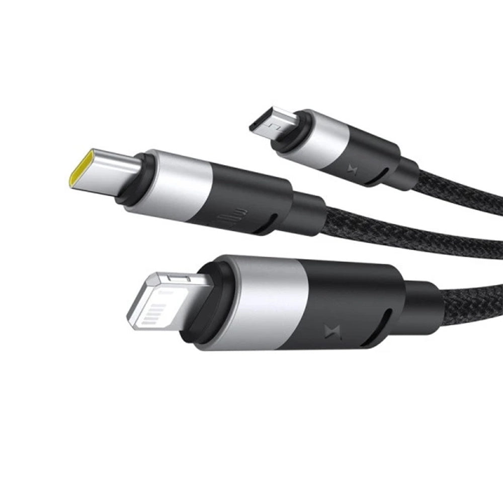 USB-A - Lightning / microUSB / USB-C Baseus StarSpeed 3in1 Ladekabel, 100W, 1,5m, Schwarz P10319900111-01