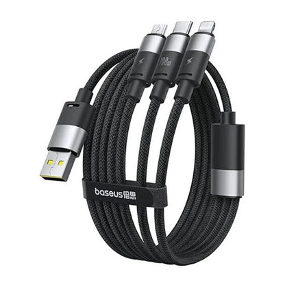 USB-A - Lightning / microUSB / USB-C Baseus StarSpeed 3in1 Ladekabel, 100W, 1,5m, Schwarz P10319900111-01