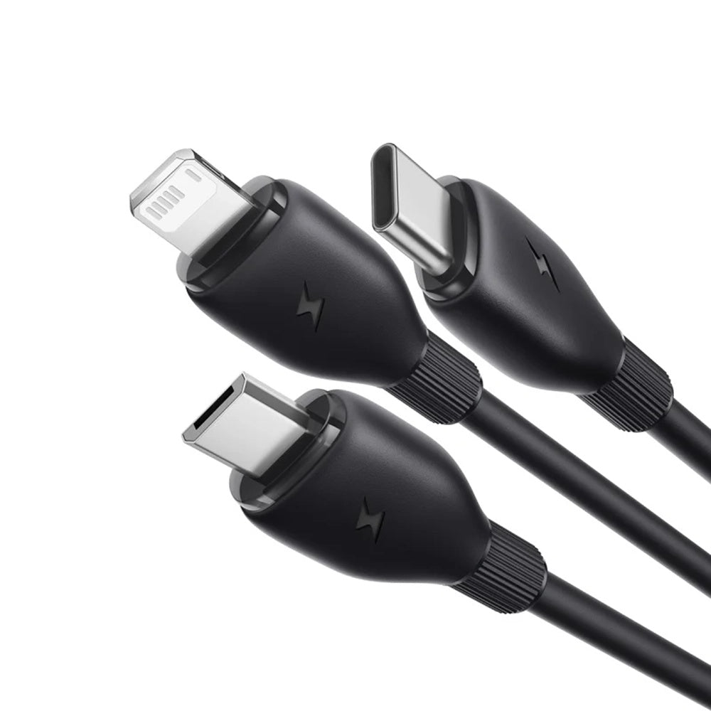 Ladekabel USB-A - Lightning / microUSB / USB-C Baseus Ultra Fast 3in1, 18W, 1.3m, Schwarz P10376303121-00