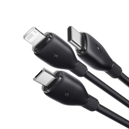Ladekabel USB-A - Lightning / microUSB / USB-C Baseus Ultra Fast 3in1, 18W, 1.3m, Schwarz P10376303121-00