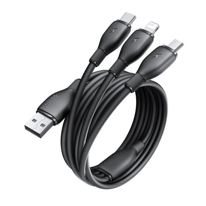 Ladekabel USB-A - Lightning / microUSB / USB-C Baseus Ultra Fast 3in1, 18W, 1.3m, Schwarz P10376303121-00