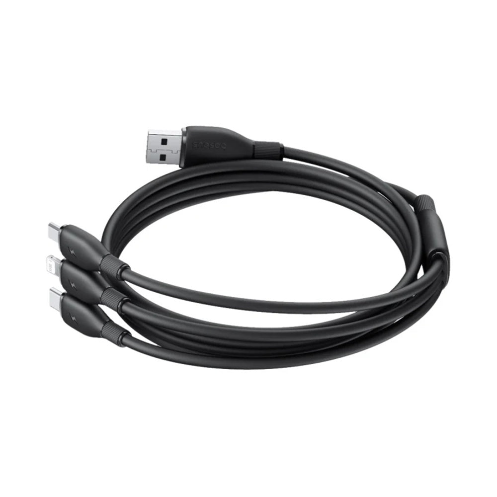 Ladekabel USB-A - Lightning / microUSB / USB-C Baseus Ultra Fast 3in1, 18W, 1.3m, Schwarz P10376303121-00
