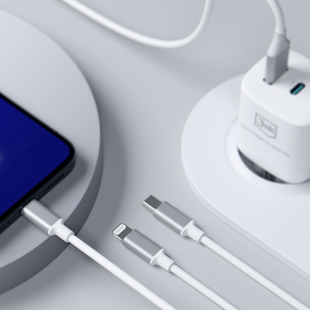 USB-A / USB-C to Lightning / microUSB / USB-C 3MK Hyper 3in1 Charging Cable, 12W, 1.5m, White