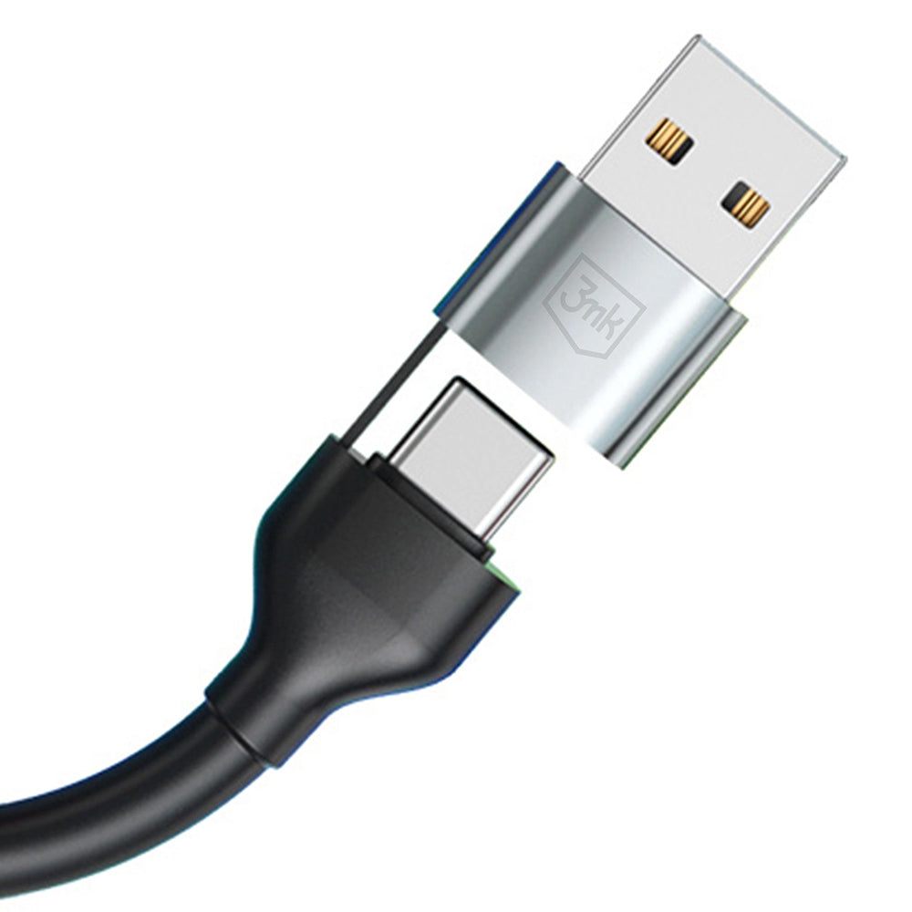 USB-A / USB-C Charging Cable - Lightning / microUSB / USB-C 3MK Hyper N, 18W, 1.2m, Black