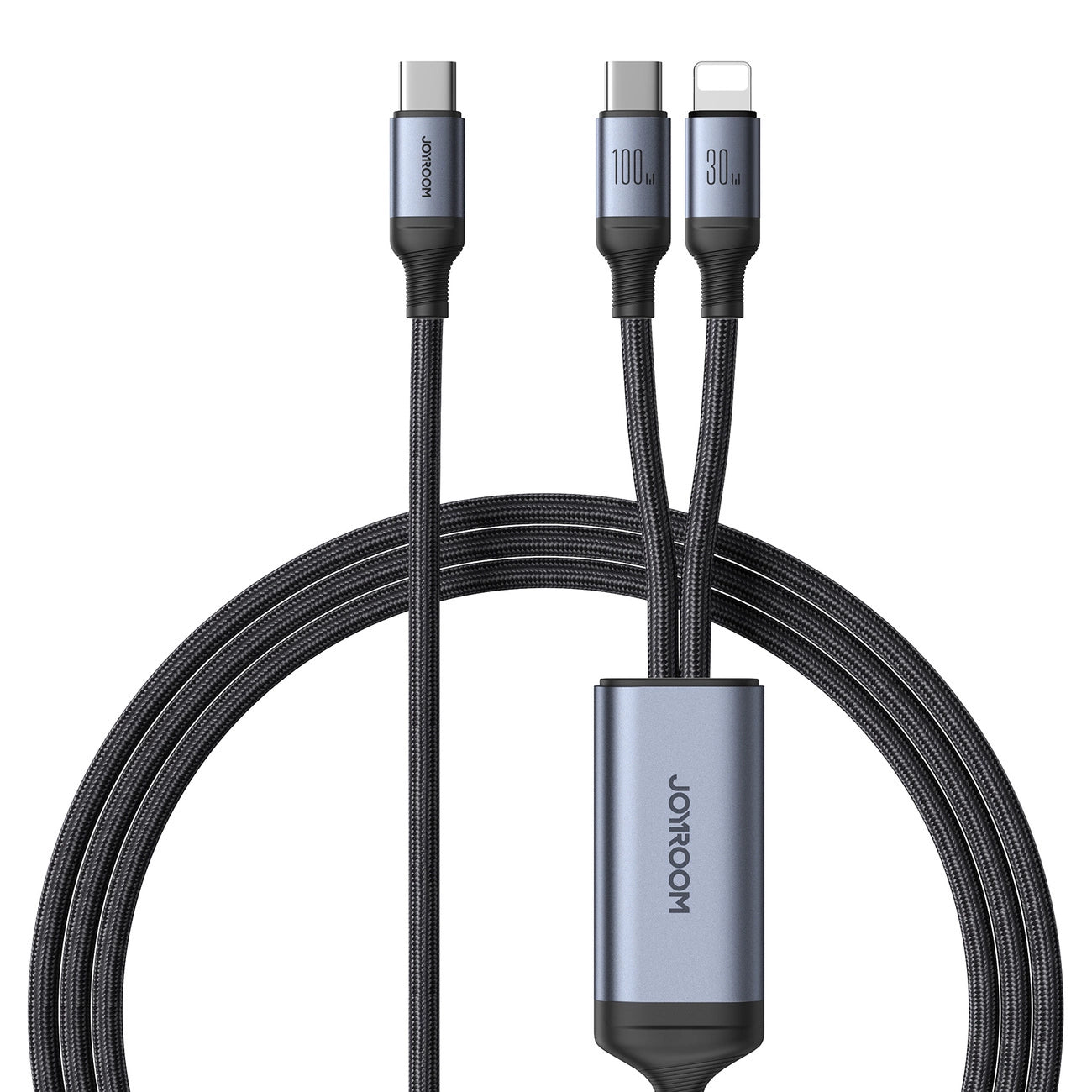 USB-C – Lightning-/USB-C-Ladekabel Joyroom SA21-1T2, 100 W, 1,5 m, Schwarz