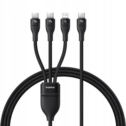 USB-C - Lightning Ladekabel / 2 x USB-C Baseus Flash Series III 3in1, 100W, 1,5m, Schwarz P10377502111-00