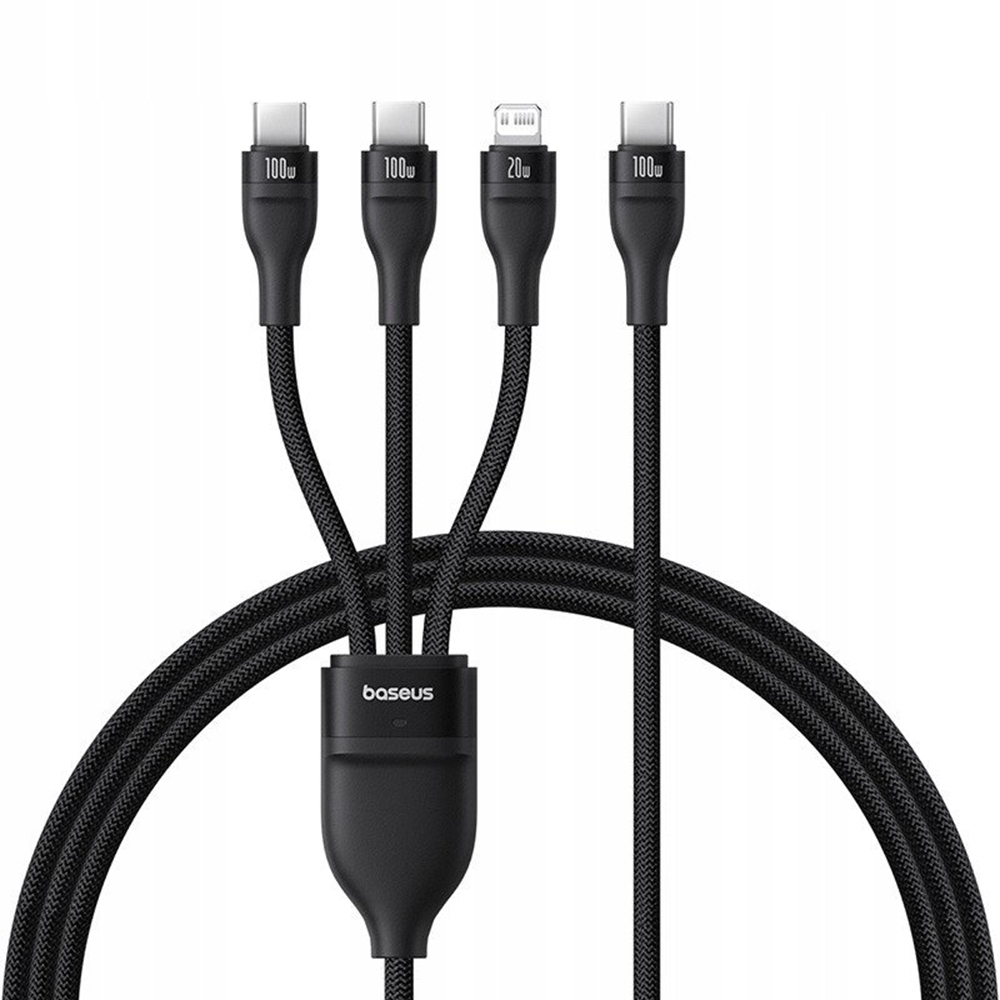 USB-C Charging Cable - Lightning / 2 x USB-C Baseus Flash Series III 3in1, 100W, 1.5m, Black, Resealed P10377502111-00