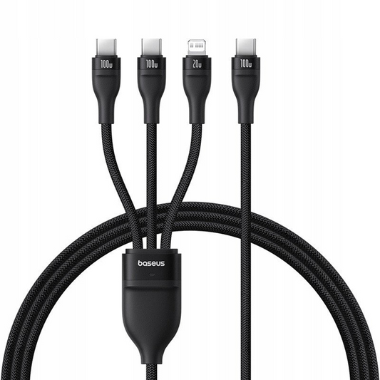USB-C-Ladekabel - Lightning / 2 x USB-C Baseus Flash Series III 3in1, 100W, 1,5m, Schwarz, Neuware mit geöffneter Verpackung P10377502111-00