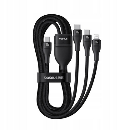 USB-C Charging Cable - Lightning / 2 x USB-C Baseus Flash Series III 3in1, 100W, 1.5m, Black, Resealed P10377502111-00