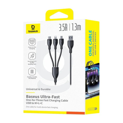 USB-C - Lightning / microUSB / USB-C Baseus Ultra Fast 3in1 Ladekabel, 20W, 0.8m, Schwarz P10377501111-00