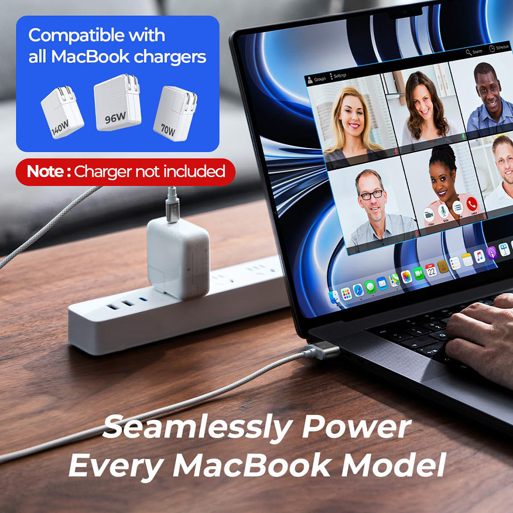 USB-C Charging Cable - MagSafe 3 Lisen, 140W, 2m, Silver YL0123070001