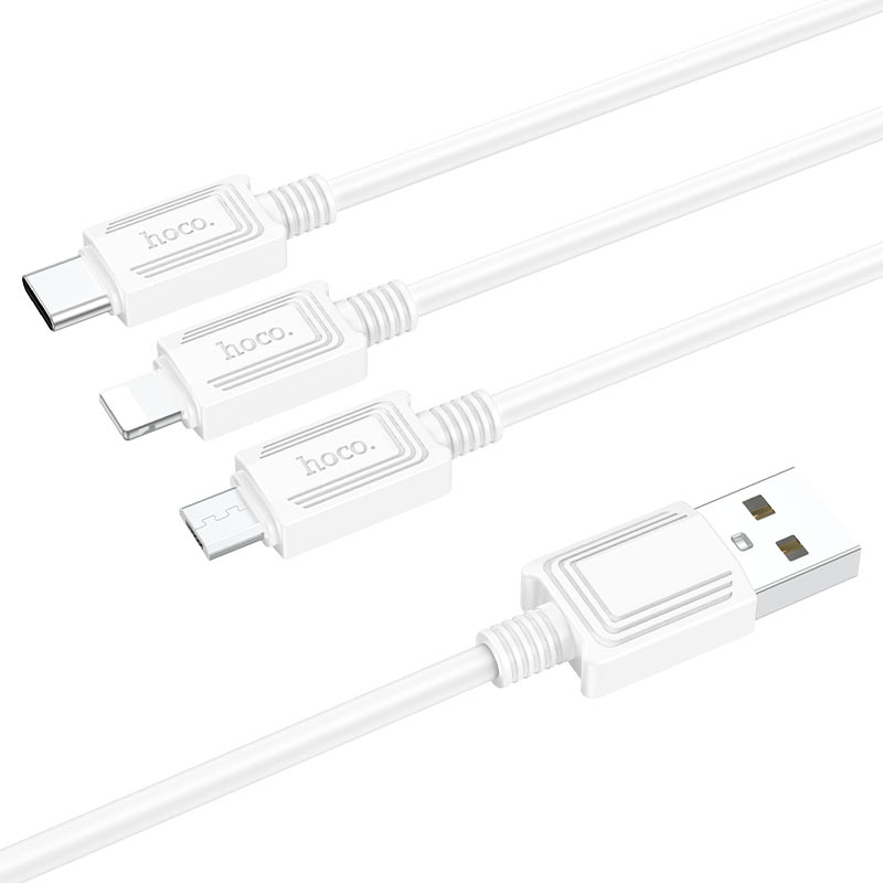 USB-A – Lightning-/Micro-USB-/USB-C-Ladekabel HOCO X74, 18 W, 1 m, Weiß