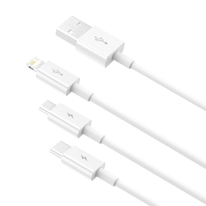 USB-A – Lightning-/Micro-USB-/USB-C-Ladekabel Baseus Superior-Serie, 20 W, 1,2 m, Weiß CAMLTYS-02