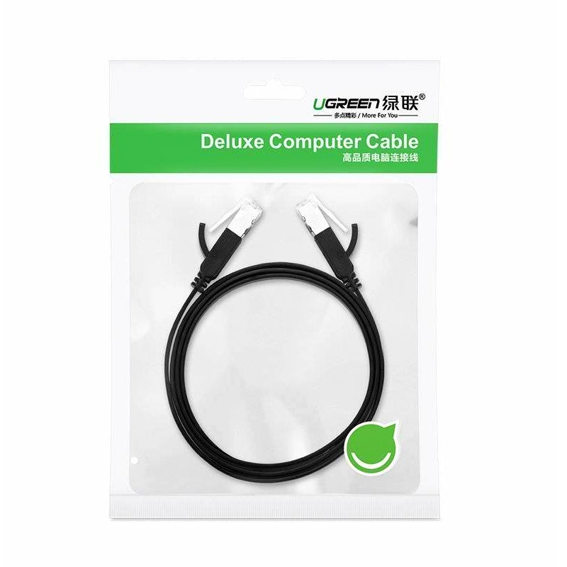UGREEN Netzwerkkabel NW101 Flach, UTP, Cat6, 1m, Schwarz 