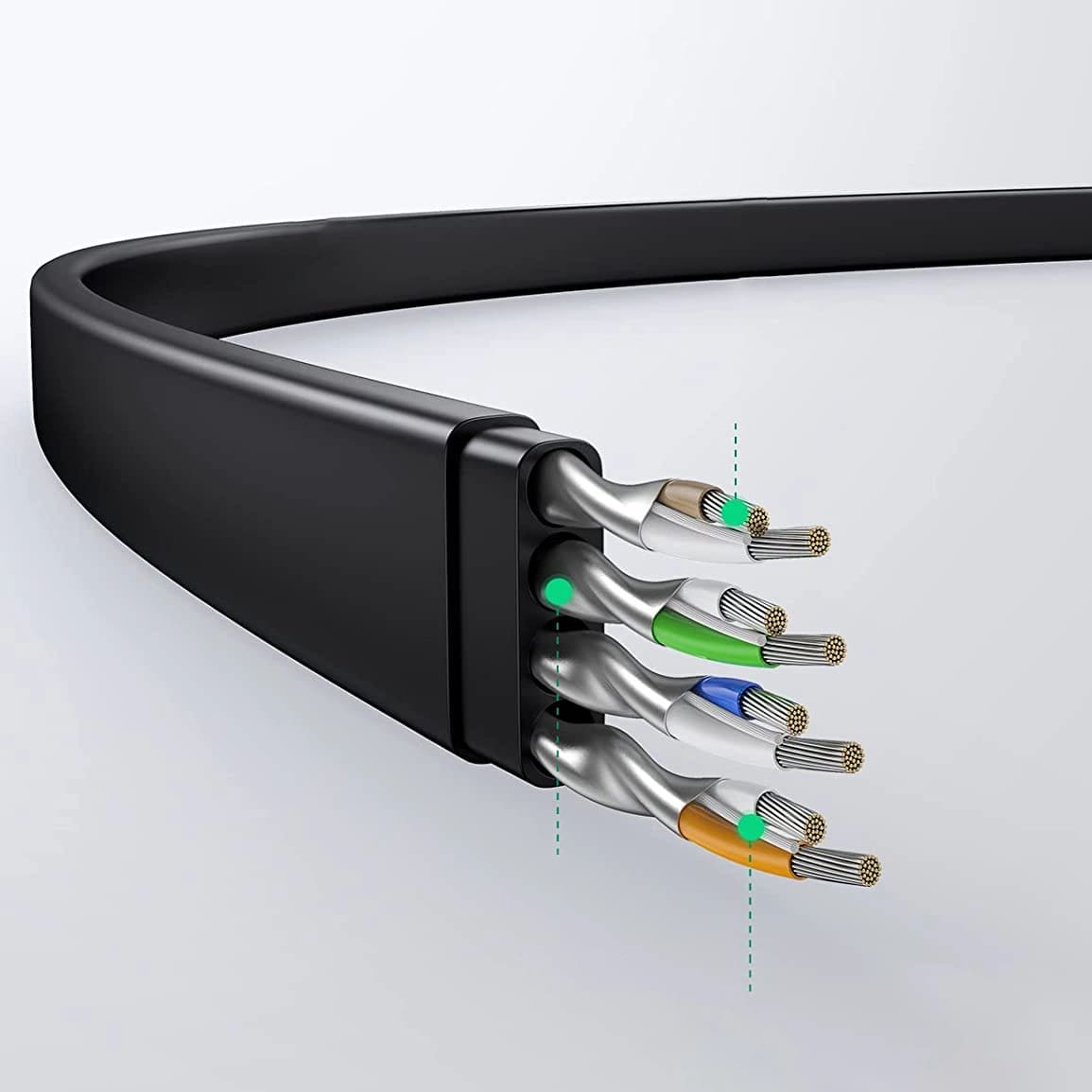 UGREEN NW102 Flat Network Cable, UTP, Cat6, 0.5m, Black