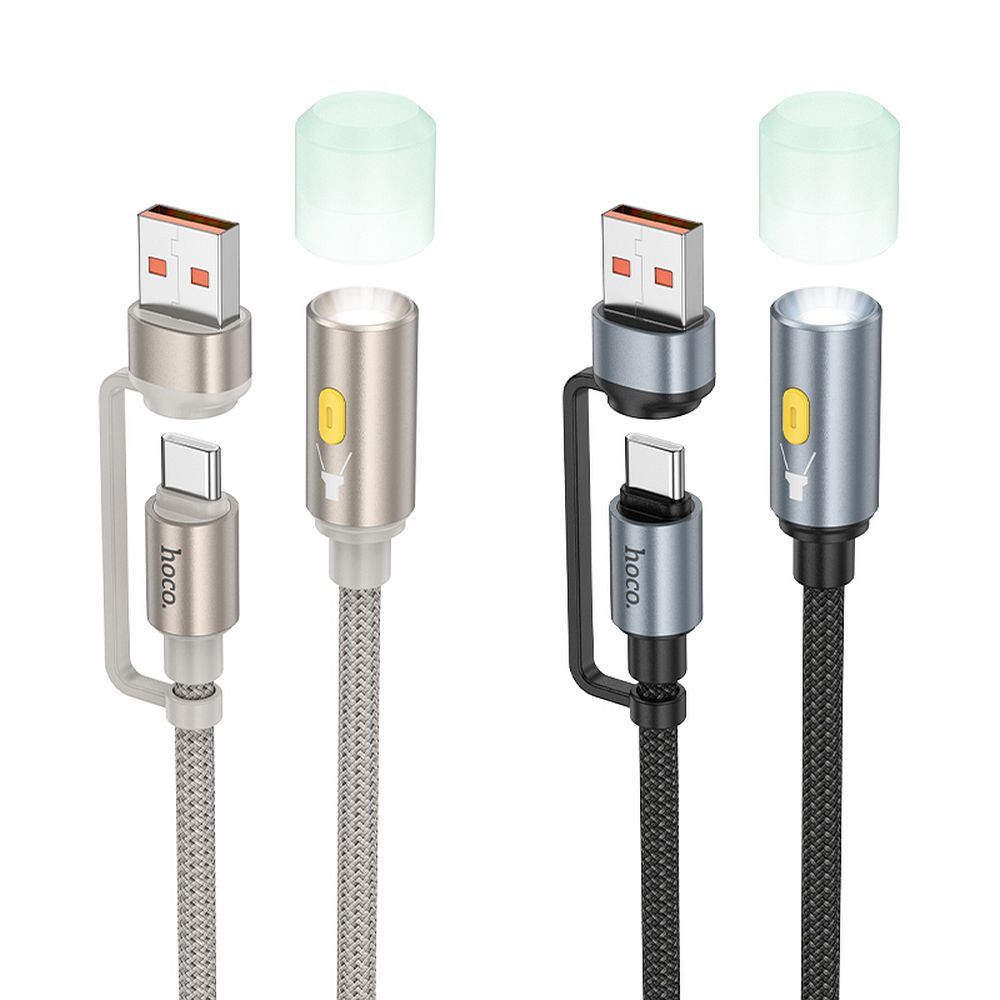Led-Kabel HOCO UA38C, USB-C / USB-A, 0,3m, Gold