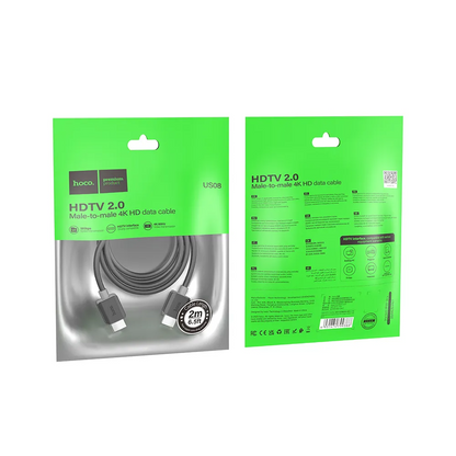 HOCO US08 Videokabel, HDMI - HDMI, 4K, 2m, Schwarz