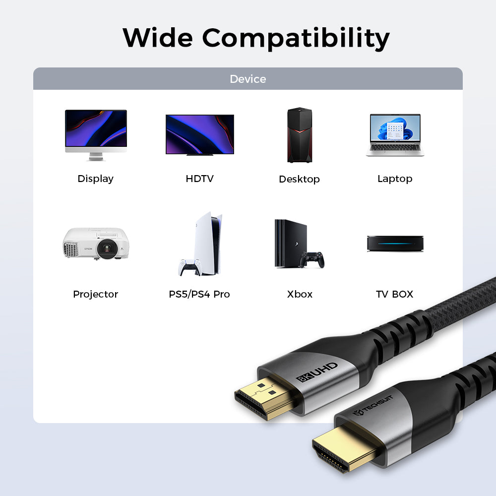 Techsuit NexusVision Pro CX3 Videokabel, HDMI - HDMI, 8K, 2m, Grau