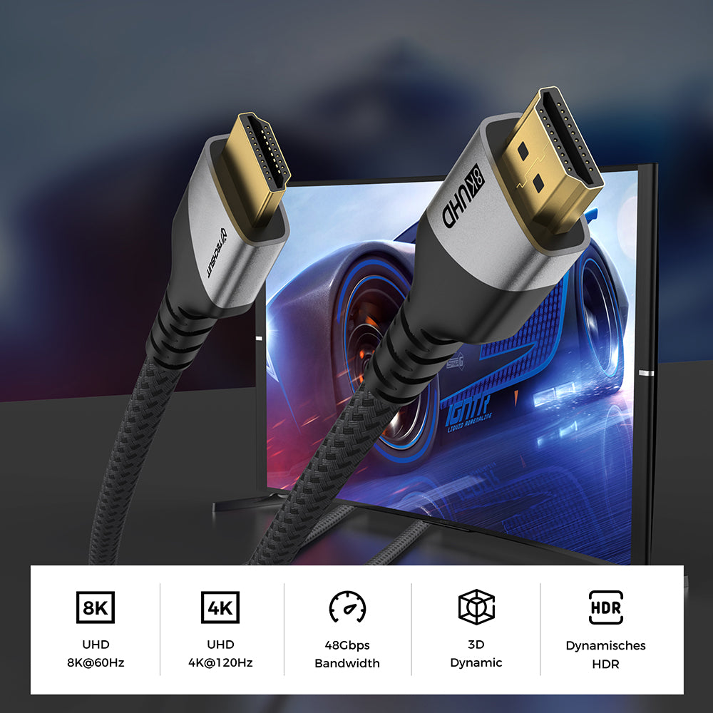 Techsuit NexusVision Pro CX3 Videokabel, HDMI - HDMI, 8K, 2m, Grau