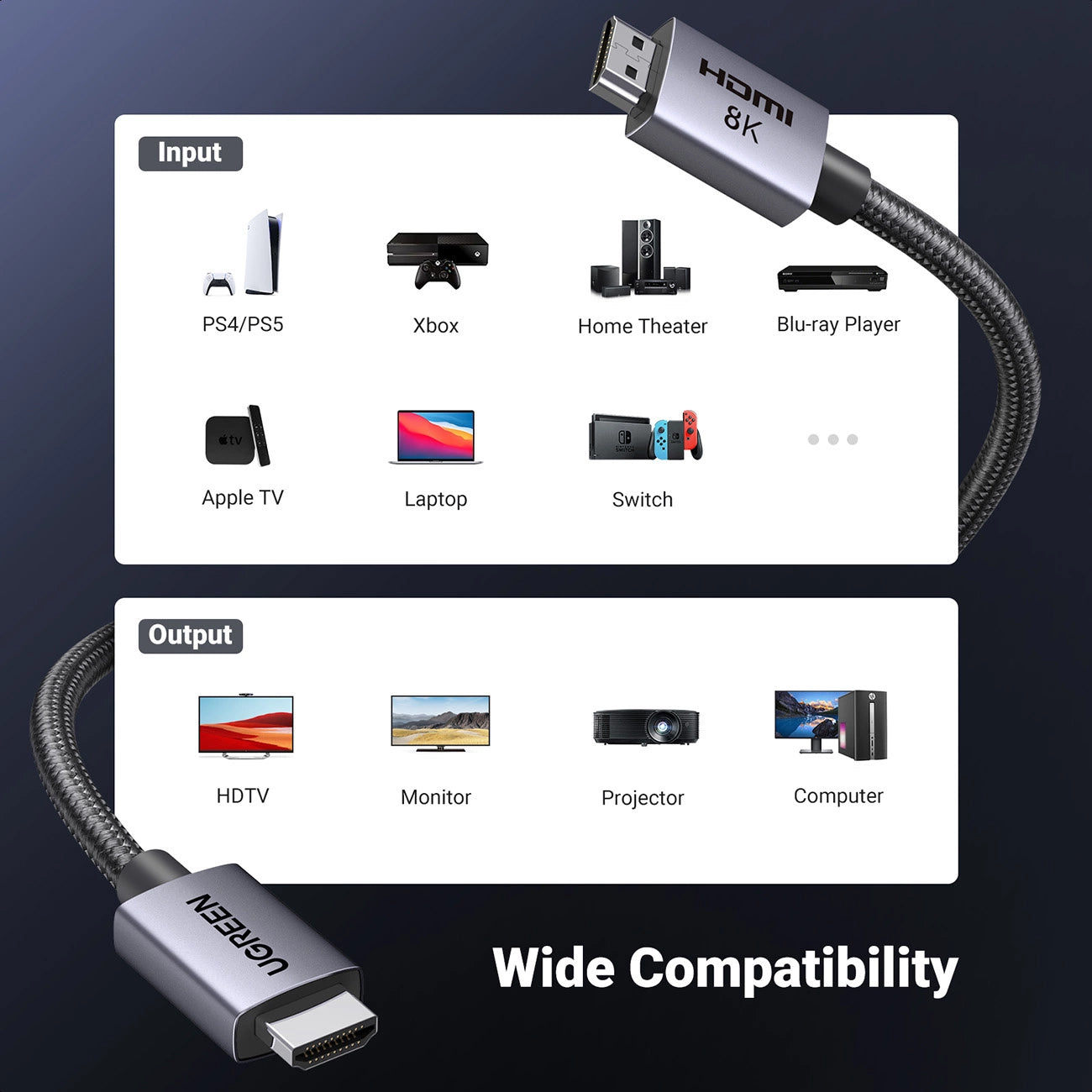 UGREEN HD171 Videokabel, HDMI - HDMI, 8K, 3m, Schwarz