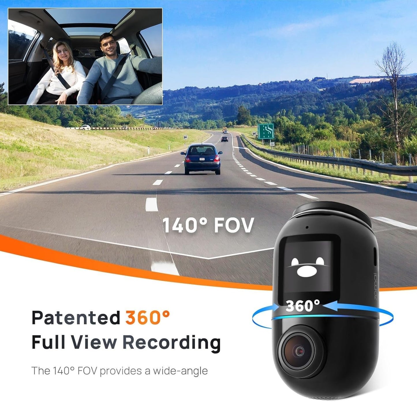 Autokamera 70mai Dashcam Omni 360 X200, 1080P, 32 GB, WLAN, GPS, KI, Sprachsteuerung, 1,2-Zoll-Display X200-32-BK